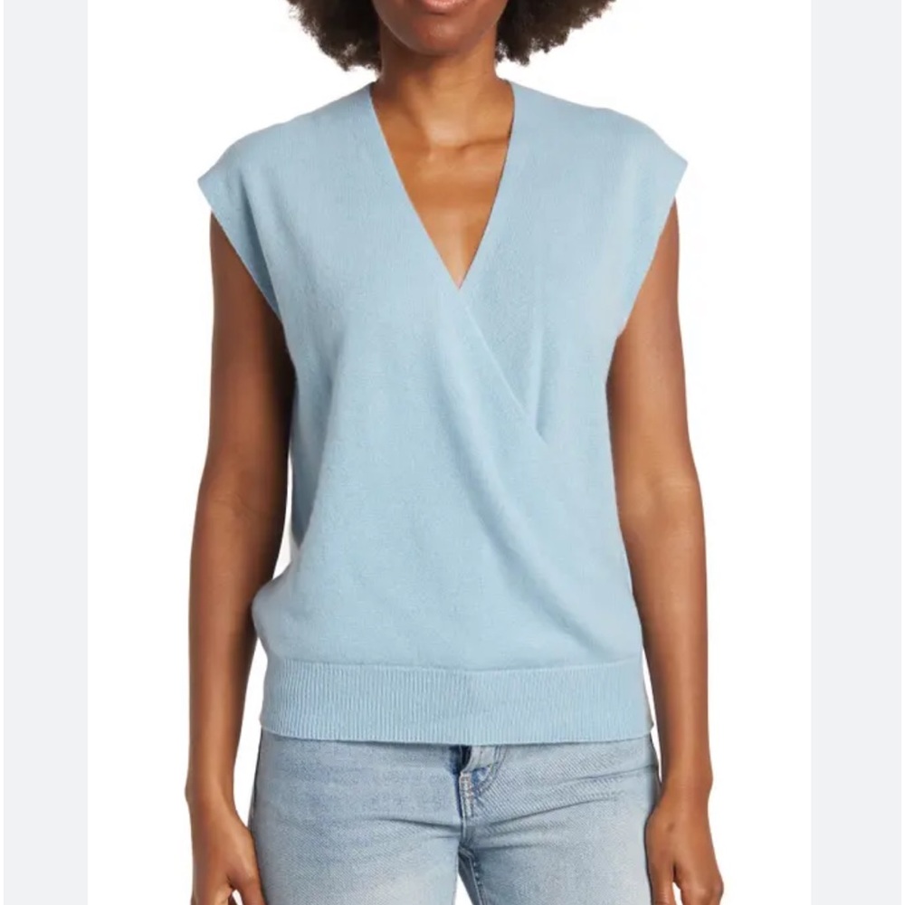 360 Cashmere skull cashmere Louise cap sleeve cross front sweater 100% Sz Sm NWT